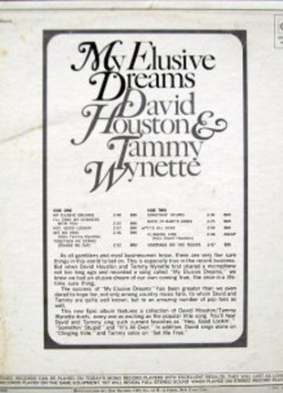 David Houston & Tammy Wynette : My Elusive Dreams (LP, Album)