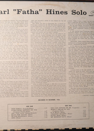 Earl Hines : Solo (LP, Album, Mono, Red)