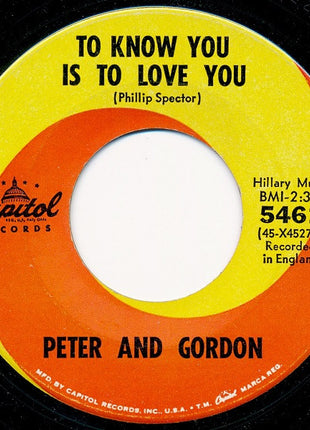 Peter & Gordon : To Know You Is To Love You (7", Scr)