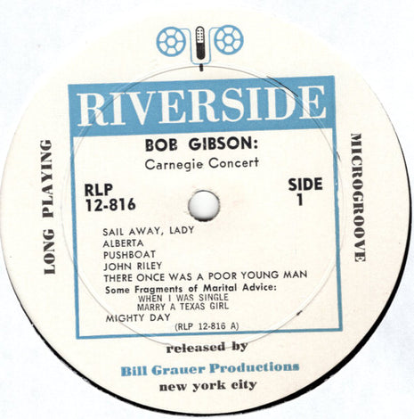 Bob Gibson : Carnegie Concert (LP, Album, Whi)