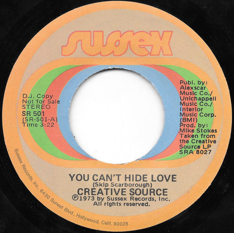 Creative Source : You Can't Hide Love (7", Promo)