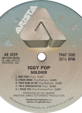 Iggy Pop : Soldier (LP, Album, Ter)