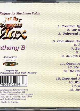 Anthony B : Jet Star Reggae Max (CD, Comp)