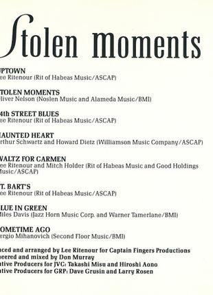 Lee Ritenour : Stolen Moments (CD, Album, Club, CRC)