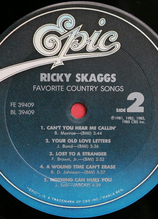 Ricky Skaggs : Favorite Country Songs (LP, Comp, Ter)