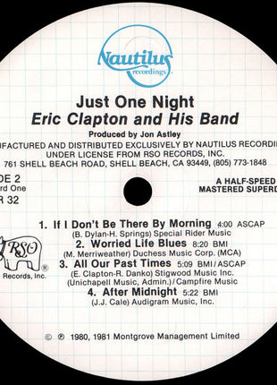 Eric Clapton : Just One Night (2xLP, Album, RE, Hal)