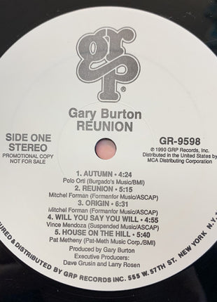 Gary Burton, Pat Metheny, Mitch Forman*, Will Lee, Peter Erskine : Reunion (LP, Album, Promo)