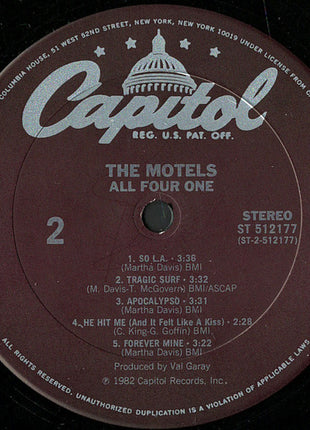 The Motels : All Four One (LP, Album, Club, Col)