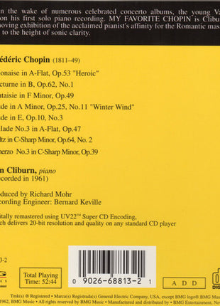 Van Cliburn : My Favorite Chopin (CD, Album, RM)