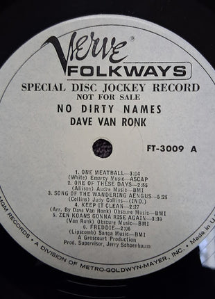 Dave Van Ronk : No Dirty Names (LP, Mono, Promo, Whi)
