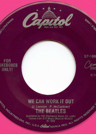 The Beatles : We Can Work It Out / Day Tripper (7", Single, Jukebox, RE, Pin)