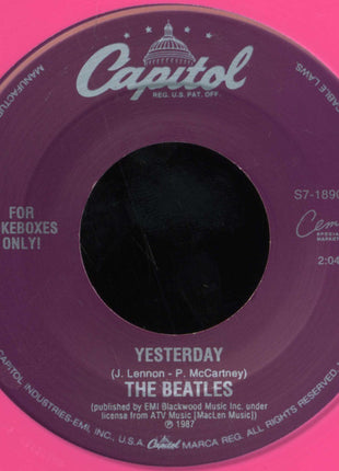 The Beatles : Yesterday / Act Naturally (7", Single, Mono, Jukebox, RE, Pin)