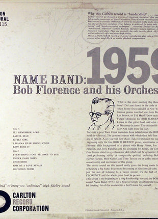 Bob Florence And His Orchestra : Name Band: 1959 (LP, Album, Mono)