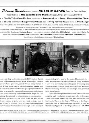 Charlie Haden : Live At The Jazz Record Mart (LP, RSD)