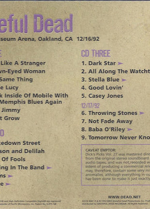 Grateful Dead* : Dick's Picks 27: Oakland Coliseum Arena, Oakland, CA December 16 1992 (3xHDCD, Album)