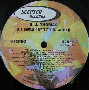 B.J. Thomas : Greatest Hits Volume Two (LP, Comp, RE)