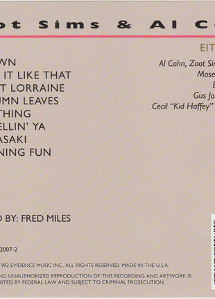 Zoot Sims And Al Cohn : Either Way (CD, Album, RE, RM)