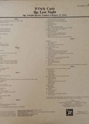 Gilbert & Sullivan : D'Oyly Carte Opera Company : D'Oyly Carte The Last Night:  An Evening Of Excerpts From Gilbert And Sullivan Operas (3xLP)