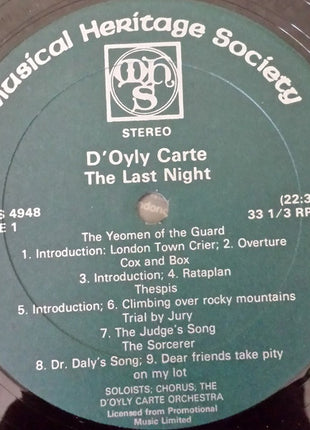 Gilbert & Sullivan : D'Oyly Carte Opera Company : D'Oyly Carte The Last Night:  An Evening Of Excerpts From Gilbert And Sullivan Operas (3xLP)