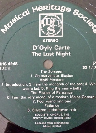 Gilbert & Sullivan : D'Oyly Carte Opera Company : D'Oyly Carte The Last Night:  An Evening Of Excerpts From Gilbert And Sullivan Operas (3xLP)