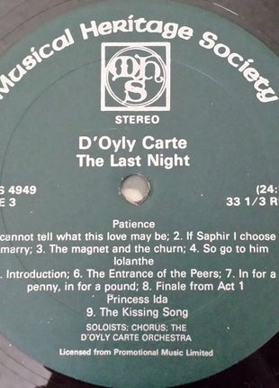 Gilbert & Sullivan : D'Oyly Carte Opera Company : D'Oyly Carte The Last Night:  An Evening Of Excerpts From Gilbert And Sullivan Operas (3xLP)