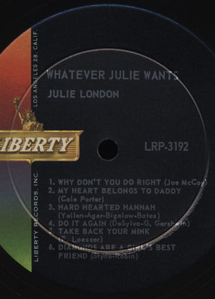 Julie London : Whatever Julie Wants (LP, Album, Mono, Ind)