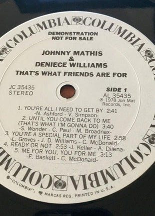 Johnny Mathis & Deniece Williams : That's What Friends Are For (LP, Album, Promo)