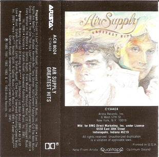 Air Supply : Greatest Hits (Cass, Comp, Club, RE, Dol)