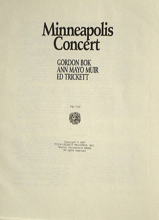 Gordon Bok, Ann Mayo Muir, Ed Trickett : Minneapolis Concert (LP, Album)