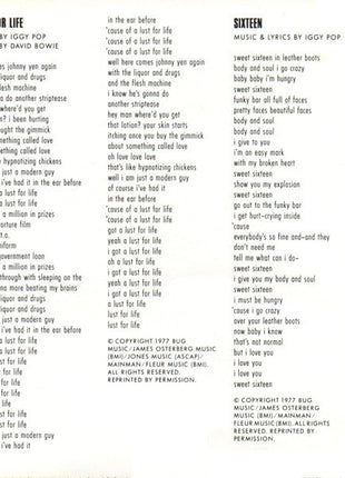 Iggy Pop : Lust For Life (CD, Album, RE)