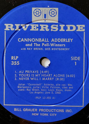 Cannonball Adderley : Cannonball Adderley And The Poll-Winners Featuring Ray Brown And Wes Montgomery (LP, Album, Mono)