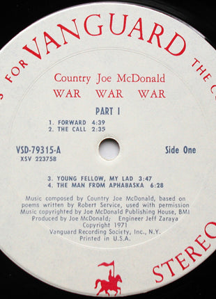 Country Joe McDonald : War War War (LP, Album, Pit)