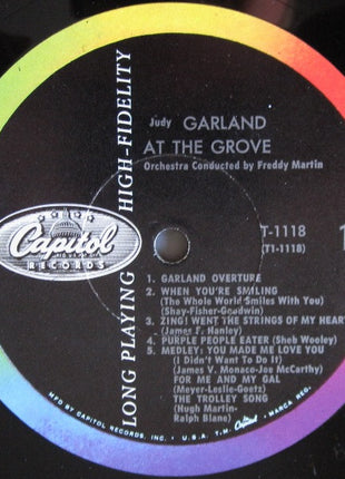 Judy Garland With Freddy Martin And His Orchestra : At The Grove (LP, Album, Mono)