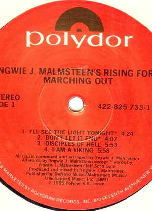 Yngwie J. Malmsteen's Rising Force : Marching Out (LP, Album, PRC)