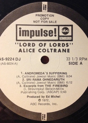 Alice Coltrane : Lord Of Lords (LP, Album, Promo)
