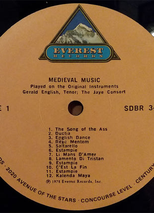 Gerald English With The Jaye Consort : Medieval Music (LP)