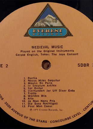 Gerald English With The Jaye Consort : Medieval Music (LP)