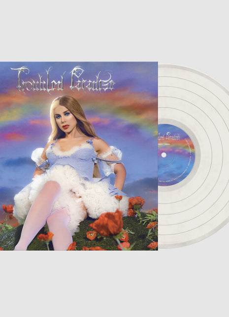 the album cover for Slayyyter - Troubled Paradise [Transparent Cloudy Clear LP]