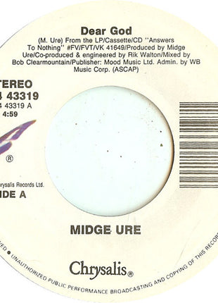 Midge Ure : Dear God (7", Single)