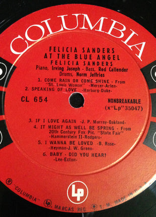 Felicia Sanders : At The Blue Angel (LP, Album, Mono, RP)