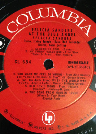 Felicia Sanders : At The Blue Angel (LP, Album, Mono, RP)