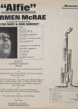 Carmen McRae : Alfie (LP, Album, Mono)