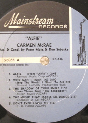 Carmen McRae : Alfie (LP, Album, Mono)