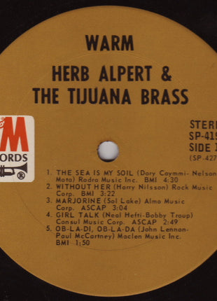 Herb Alpert & The Tijuana Brass : Warm (LP, Album, Pit)