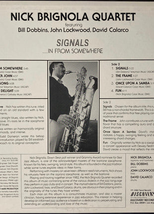 Nick Brignola Quartet : Signals...In From Somewhere (LP, Album)
