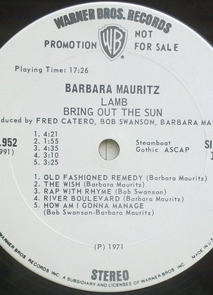 Barbara Mauritz - Lamb (6) : Bring Out The Sun (LP, Album, Promo)