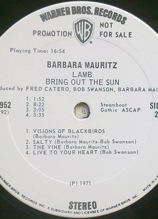 Barbara Mauritz - Lamb (6) : Bring Out The Sun (LP, Album, Promo)