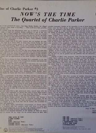 The Quartet Of Charlie Parker* : Now's The Time (LP, Album, RE)