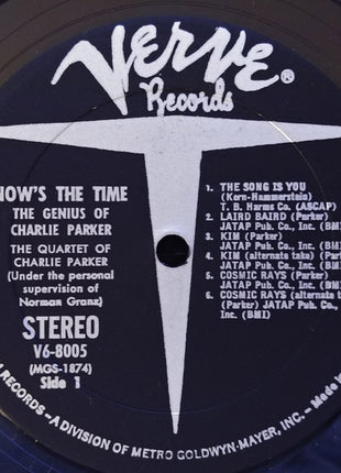 The Quartet Of Charlie Parker* : Now's The Time (LP, Album, RE)