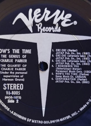 The Quartet Of Charlie Parker* : Now's The Time (LP, Album, RE)